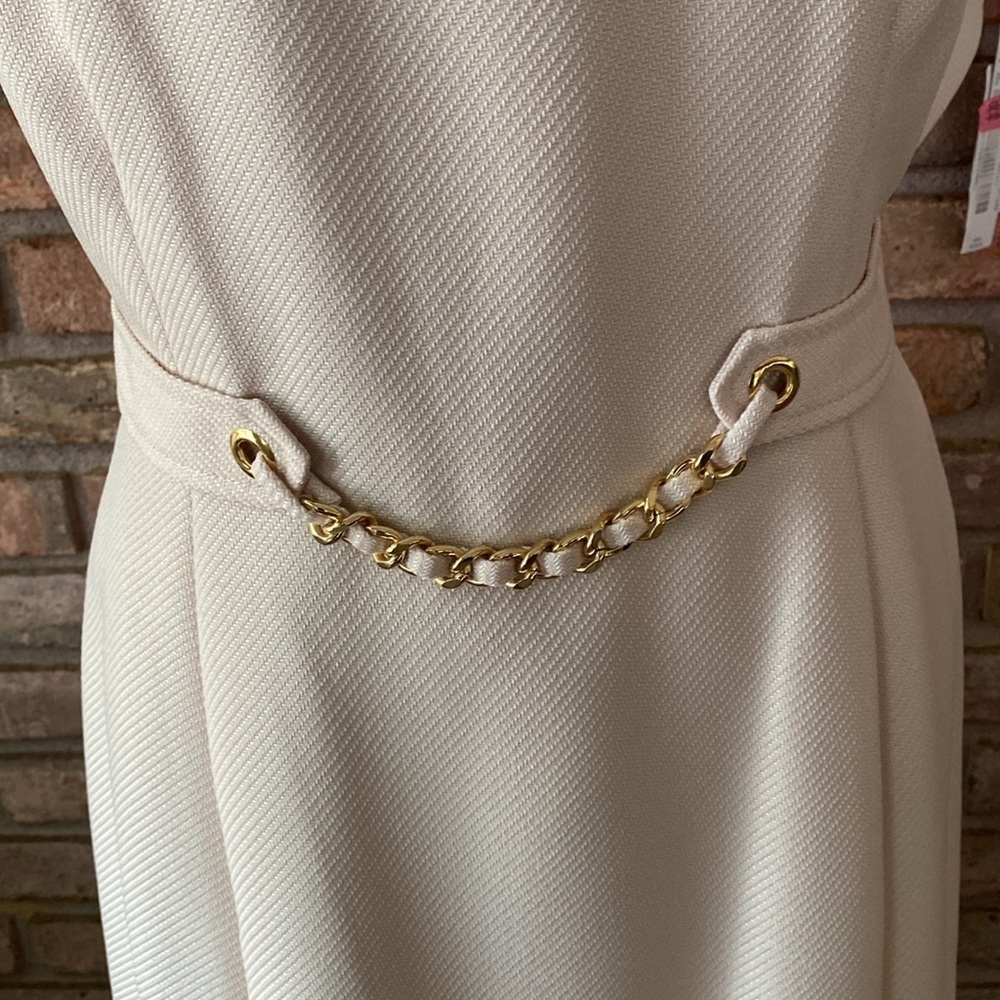 Alex Marie Cream and Gold Chain Detail Dress and Jacket Size 6 NWT - Picture 3 of 14